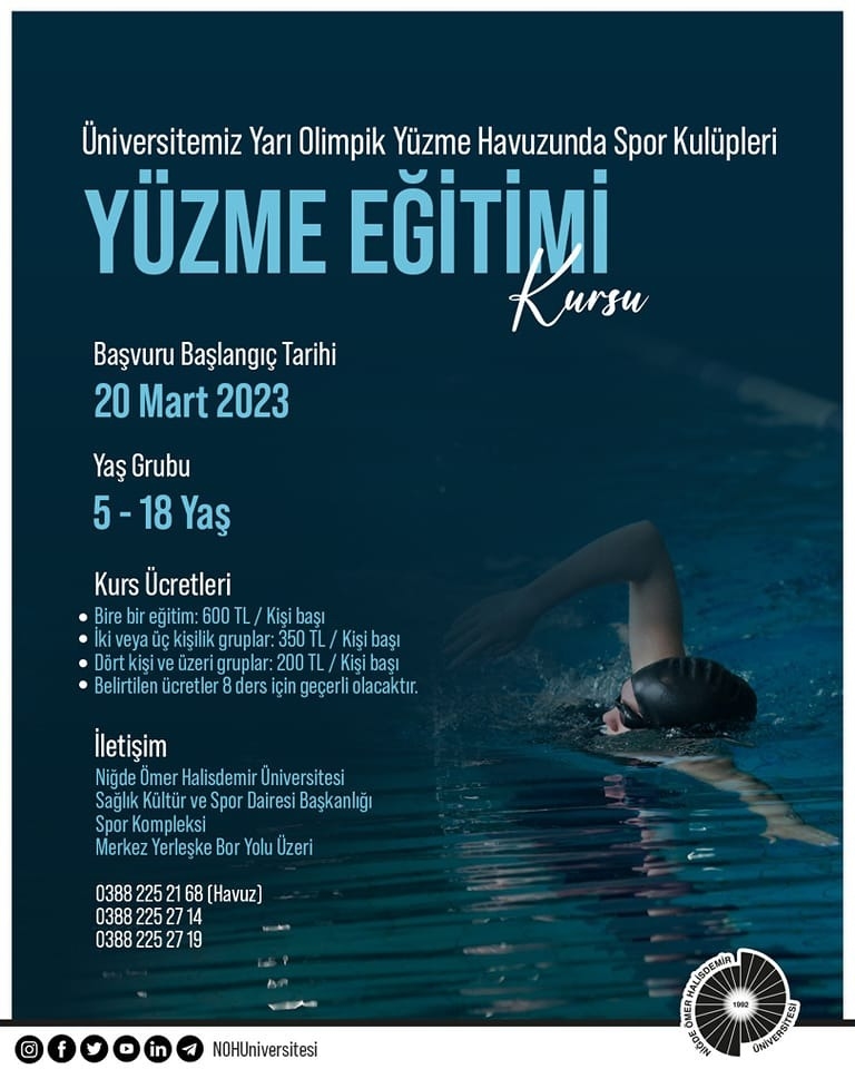 ÜNİVERSİTE YARI OLİMPİK YÜZME HAVUZUNDA KURS 