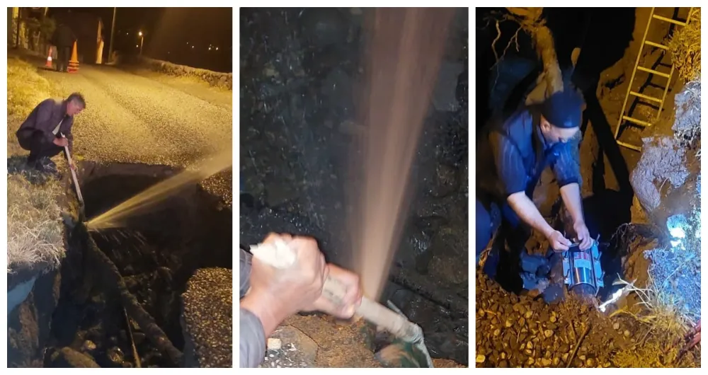 Altunhisar Belediyesi Ekipleri Gece Boyunca Çalıştı, Su Borusu Arızası Giderildi